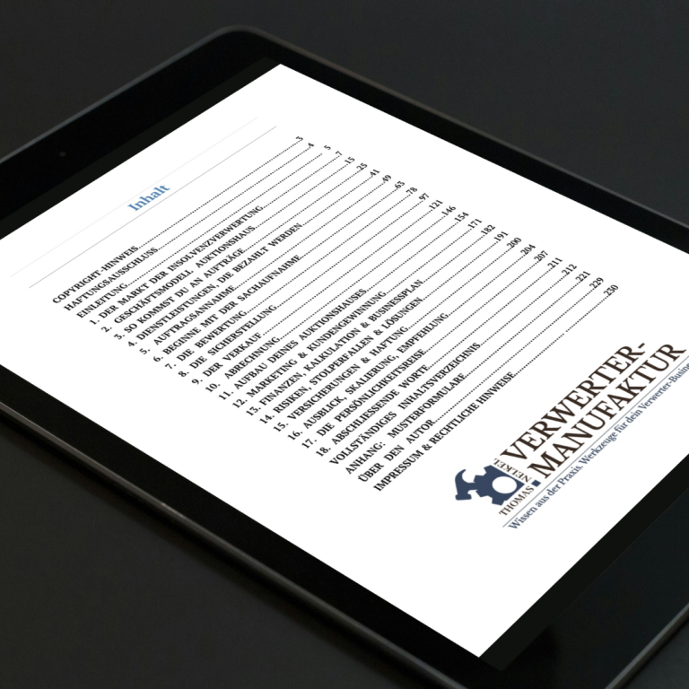 Tablet mit Inhalt Tablet mit Inhaltsverzeichnis des e-books